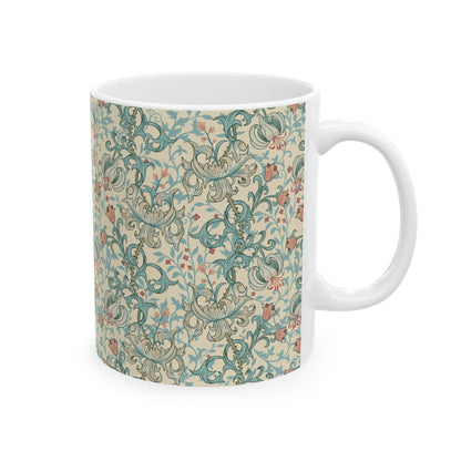 Ceramic Mug in an Arts & Crafts pattern inspired by William Morris & Co called Golden Lily Collection (Mineral)