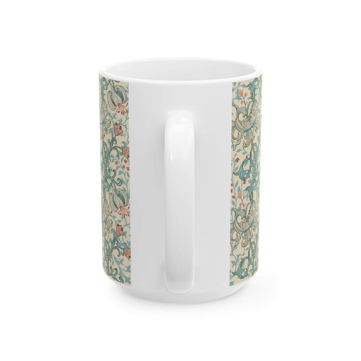 Ceramic Mug in an Arts & Crafts pattern inspired by William Morris & Co called Golden Lily Collection (Mineral)