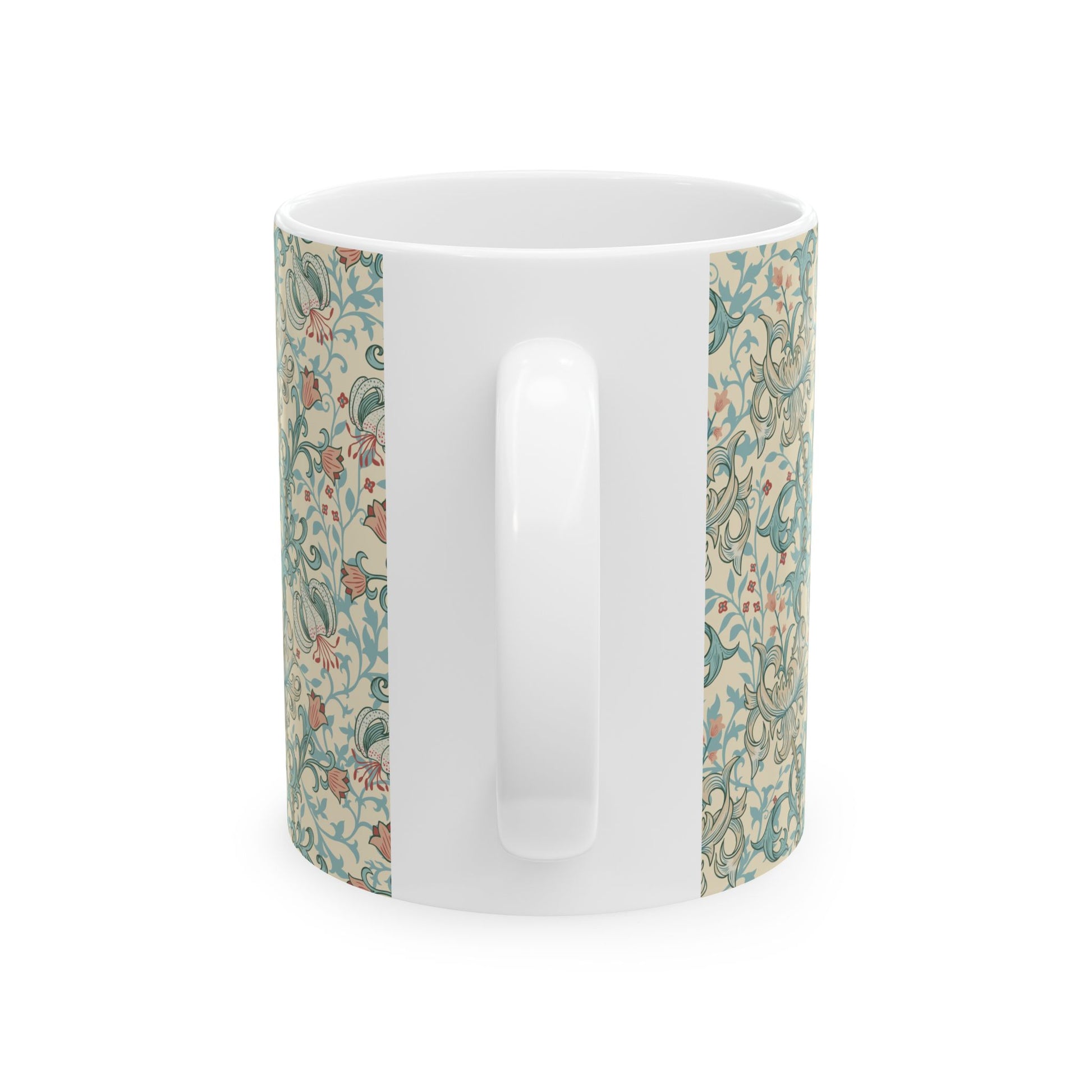 Ceramic Mug in an Arts & Crafts pattern inspired by William Morris & Co called Golden Lily Collection (Mineral)