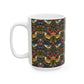 Mug with floral and bird pattern on a white background