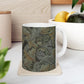 A ceramic mug with a floral pattern inspired by William Morris - Acanthus Collection in a grey colour.