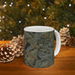 A ceramic mug with a floral pattern inspired by William Morris - Acanthus Collection in a grey colour.