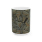 A ceramic mug with a floral pattern inspired by William Morris - Acanthus Collection in a grey colour.