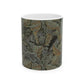 A ceramic mug with a floral pattern inspired by William Morris - Acanthus Collection in a grey colour.