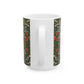 Ceramic Mug designed by William Morris & Co in a green, white and pink floral pattern called Blackthorn Collection