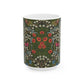 Ceramic Mug designed by William Morris & Co in a green, white and pink floral pattern called Blackthorn Collection