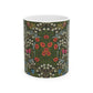 Ceramic Mug designed by William Morris & Co in a green, white and pink floral pattern called Blackthorn Collection