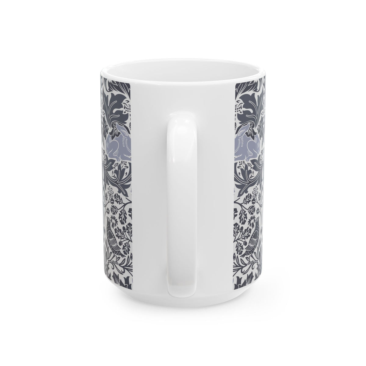 Ceramic Mug designed by William Morris & Co in a grey and white floral pattern called Brer Rabbit Collection (Grey)