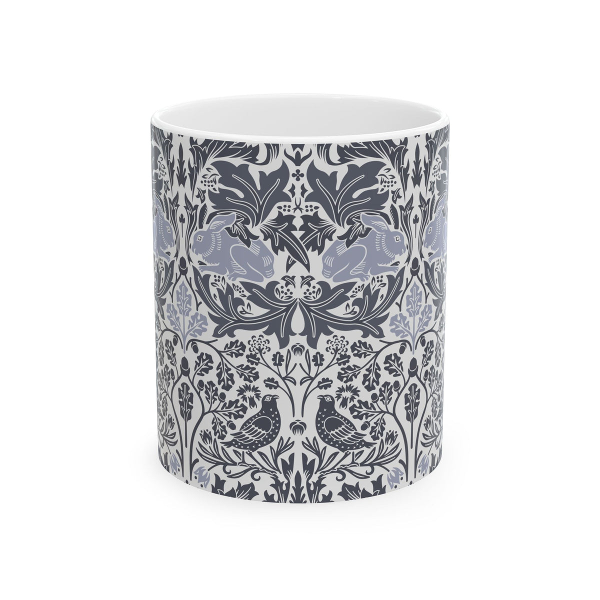 Ceramic Mug designed by William Morris & Co in a grey and white floral pattern called Brer Rabbit Collection (Grey)