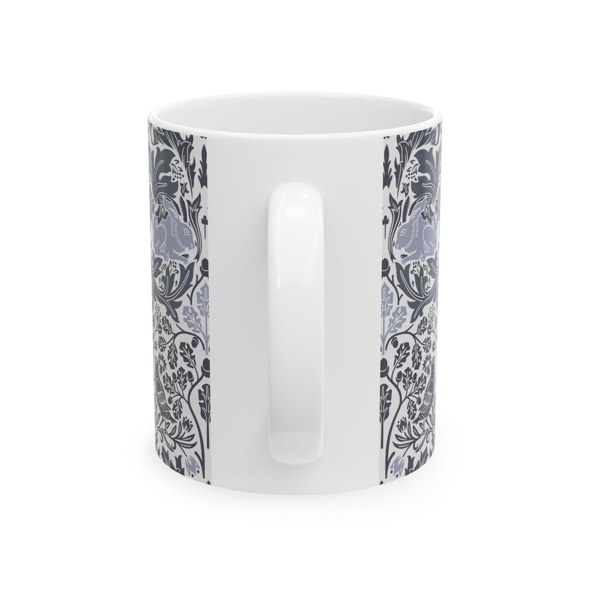 Ceramic Mug designed by William Morris & Co in a grey and white floral pattern called Brer Rabbit Collection (Grey)