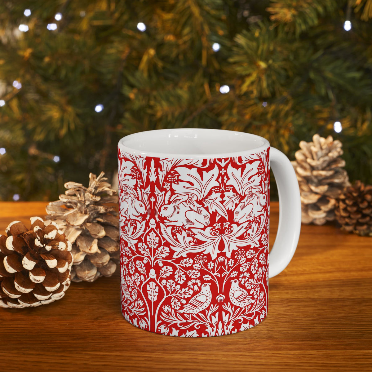 Ceramic Mug inspired by William Morris - Brer Rabbit Collection (Red)