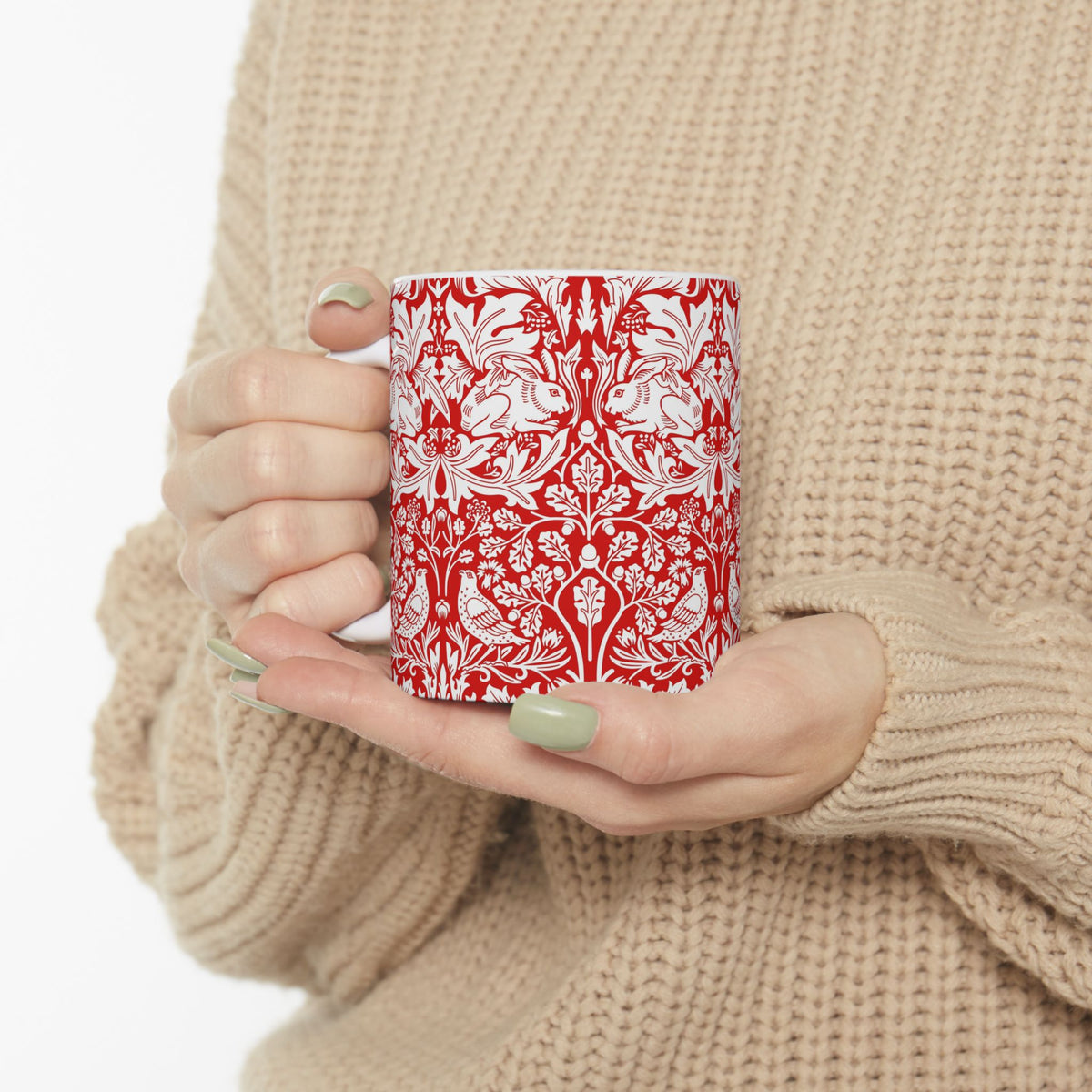 Ceramic Mug inspired by William Morris - Brer Rabbit Collection (Red)
