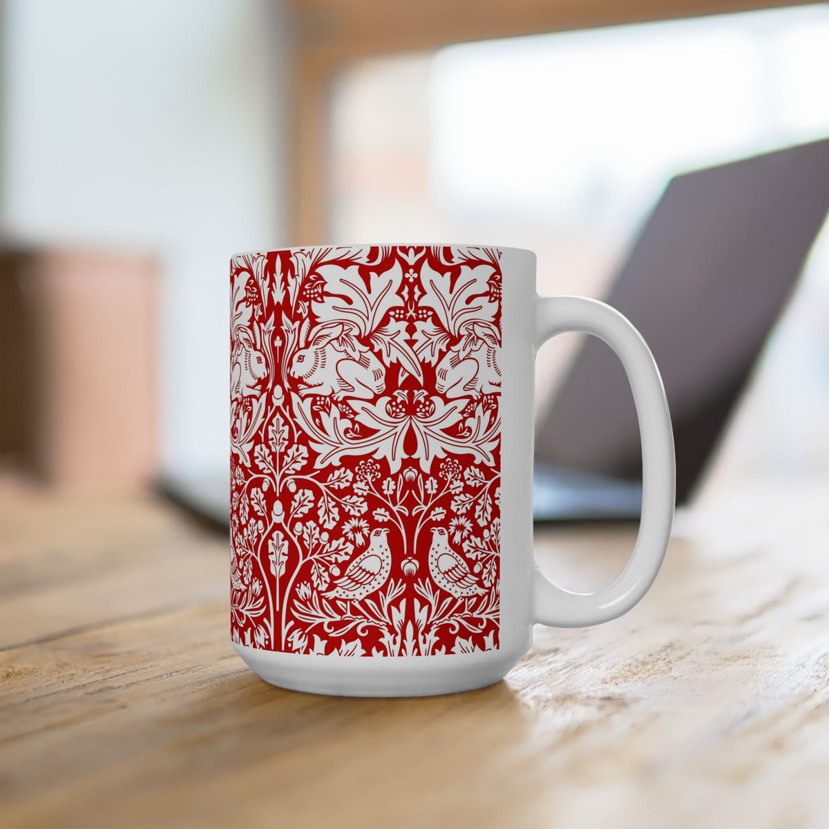 Ceramic Mug inspired by William Morris - Brer Rabbit Collection (Red)