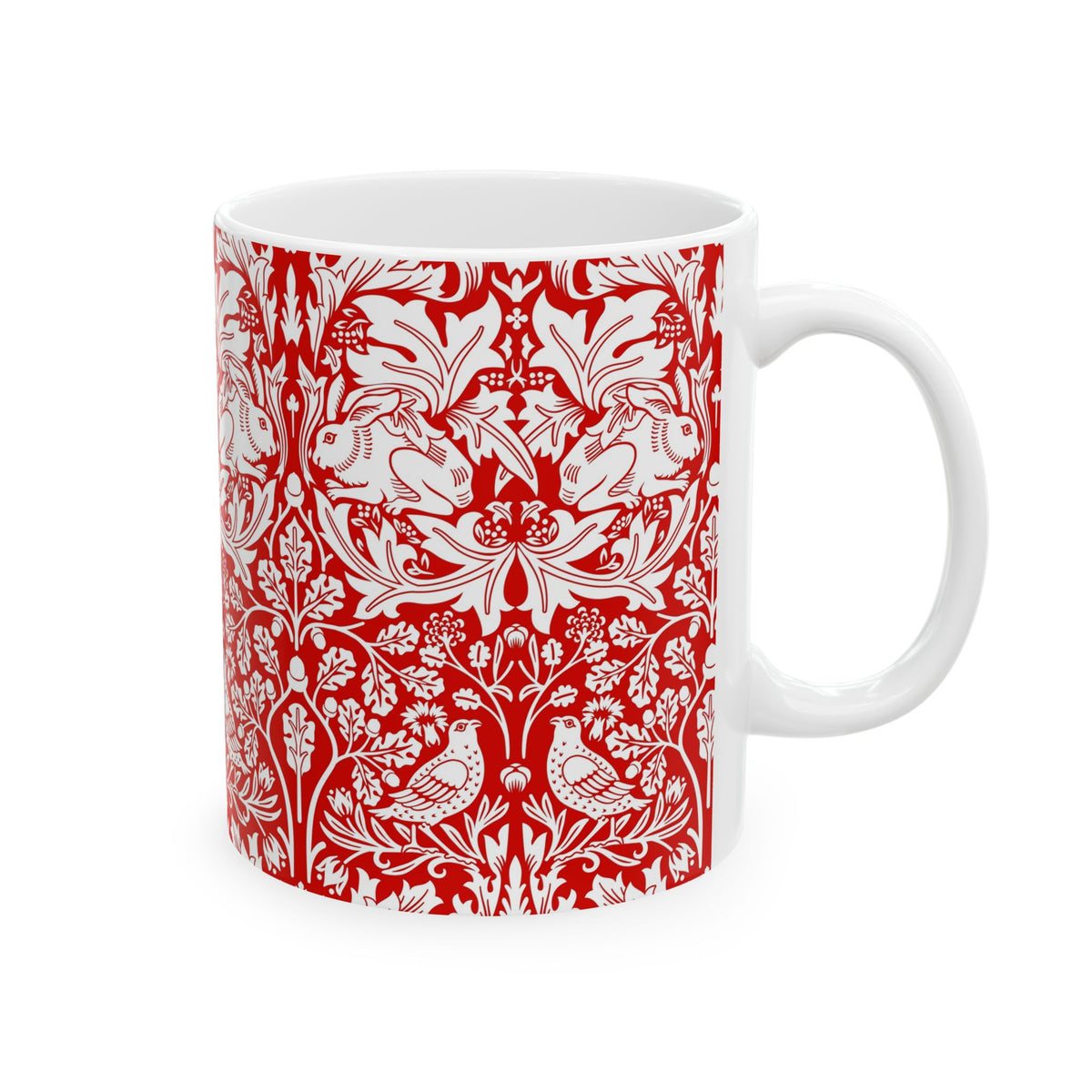 Ceramic Mug inspired by William Morris - Brer Rabbit Collection (Red)