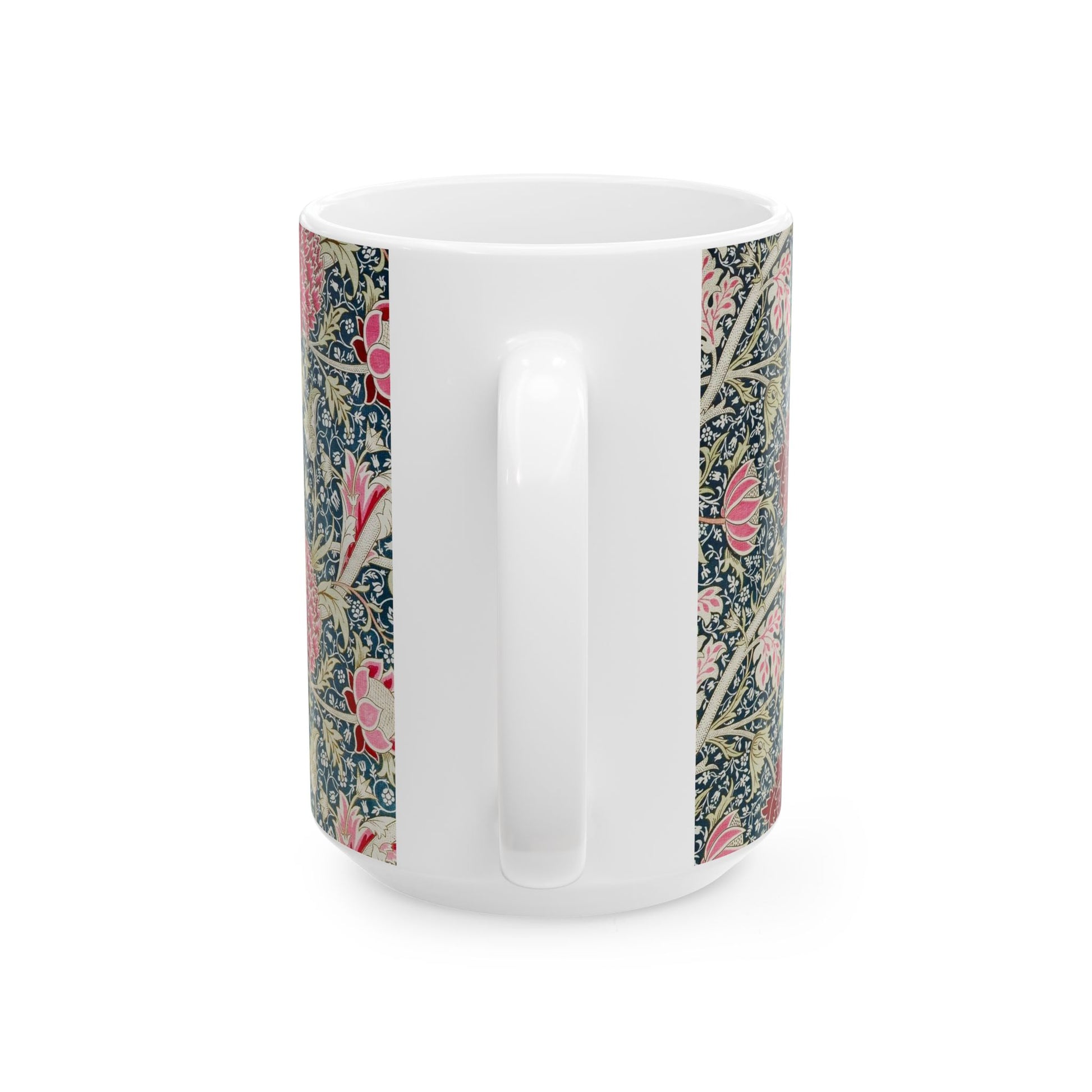 A ceramic mug with a floral pattern inspired by William Morris - Cray Collection.