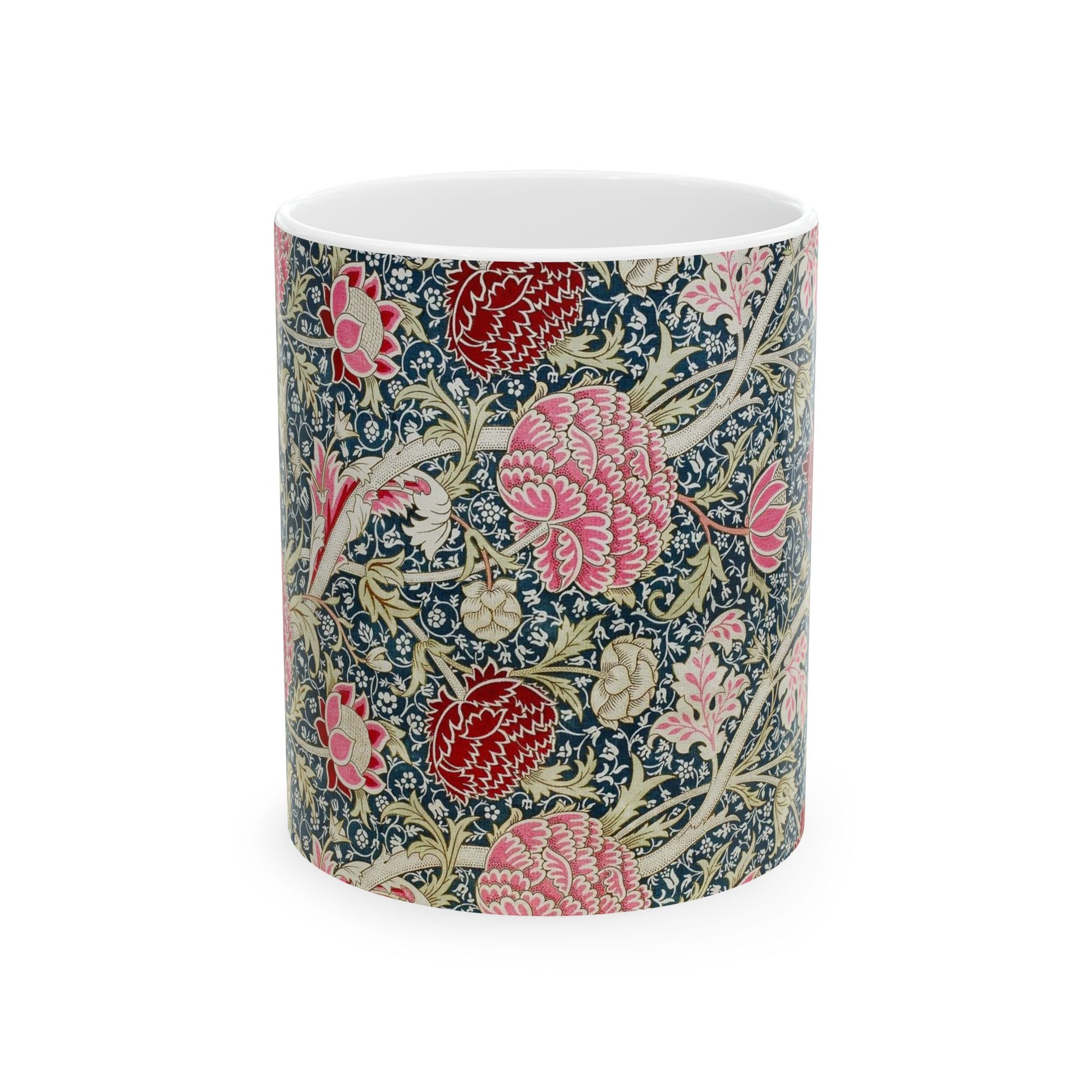 A ceramic mug with a floral pattern inspired by William Morris - Cray Collection.