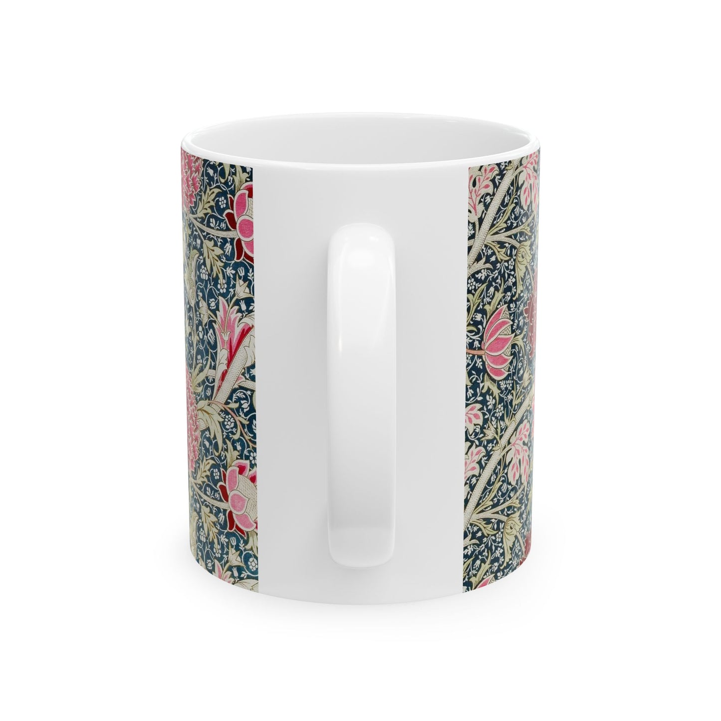 A ceramic mug with a floral pattern inspired by William Morris - Cray Collection.
