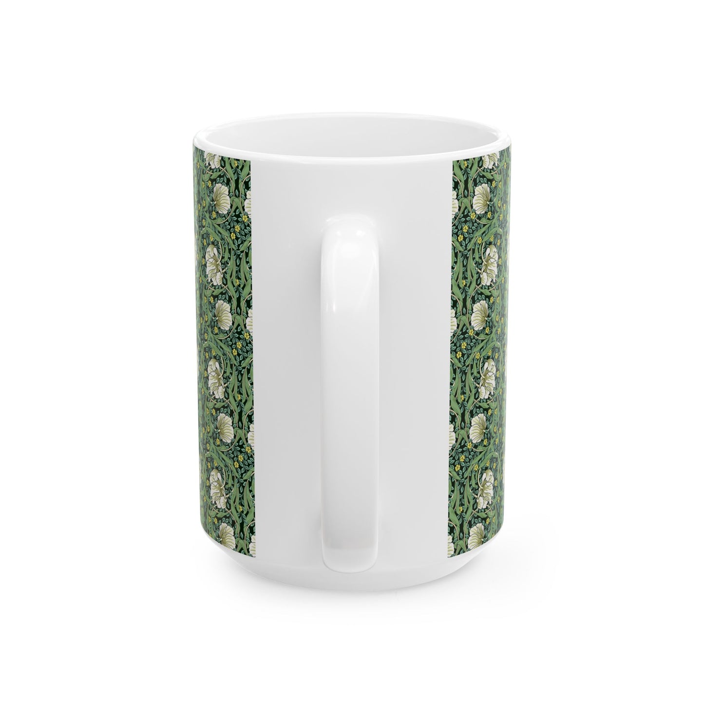 Ceramic Mug in an Arts & Crafts pattern inspired by William Morris & Co called Pimpernel Collection (Green)