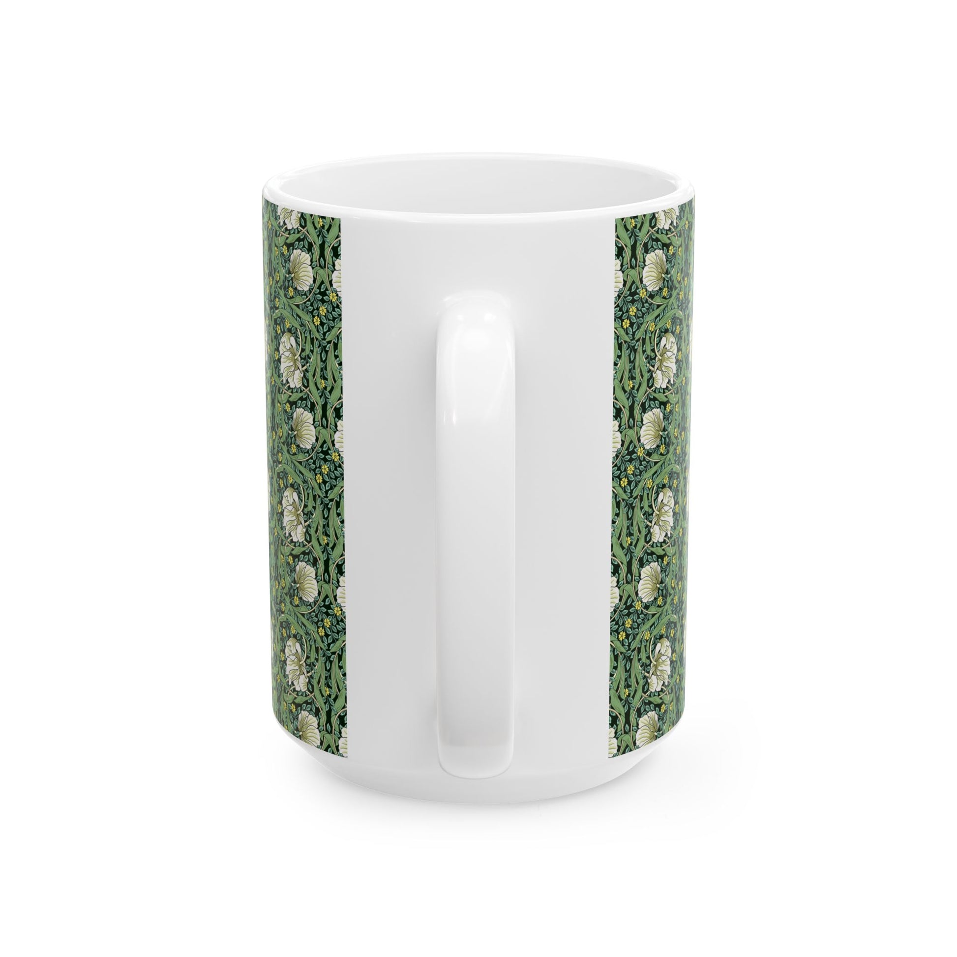 Ceramic Mug in an Arts & Crafts pattern inspired by William Morris & Co called Pimpernel Collection (Green)