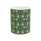 Ceramic Mug in an Arts & Crafts pattern inspired by William Morris & Co called Pimpernel Collection (Green)