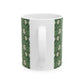 Ceramic Mug in an Arts & Crafts pattern inspired by William Morris & Co called Pimpernel Collection (Green)