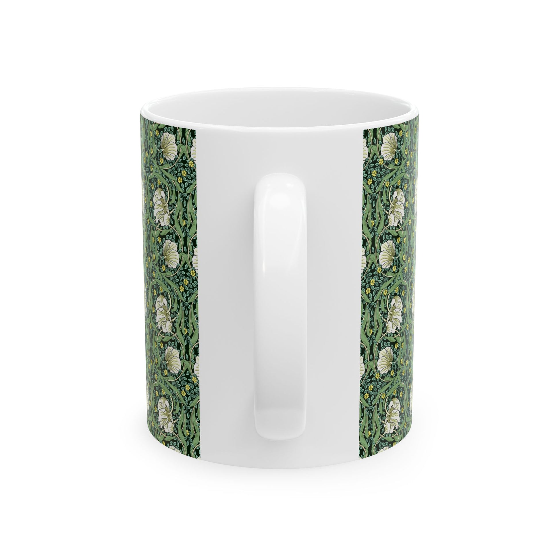 Ceramic Mug in an Arts & Crafts pattern inspired by William Morris & Co called Pimpernel Collection (Green)