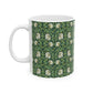 Ceramic Mug in an Arts & Crafts pattern inspired by William Morris & Co called Pimpernel Collection (Green)