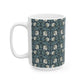 A ceramic mug with a floral pattern inspired by William Morris - Pimpernel Collection in a slate colour.