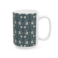A ceramic mug with a floral pattern inspired by William Morris - Pimpernel Collection in a slate colour.