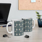 A ceramic mug with a floral pattern inspired by William Morris - Pimpernel Collection in a slate colour.
