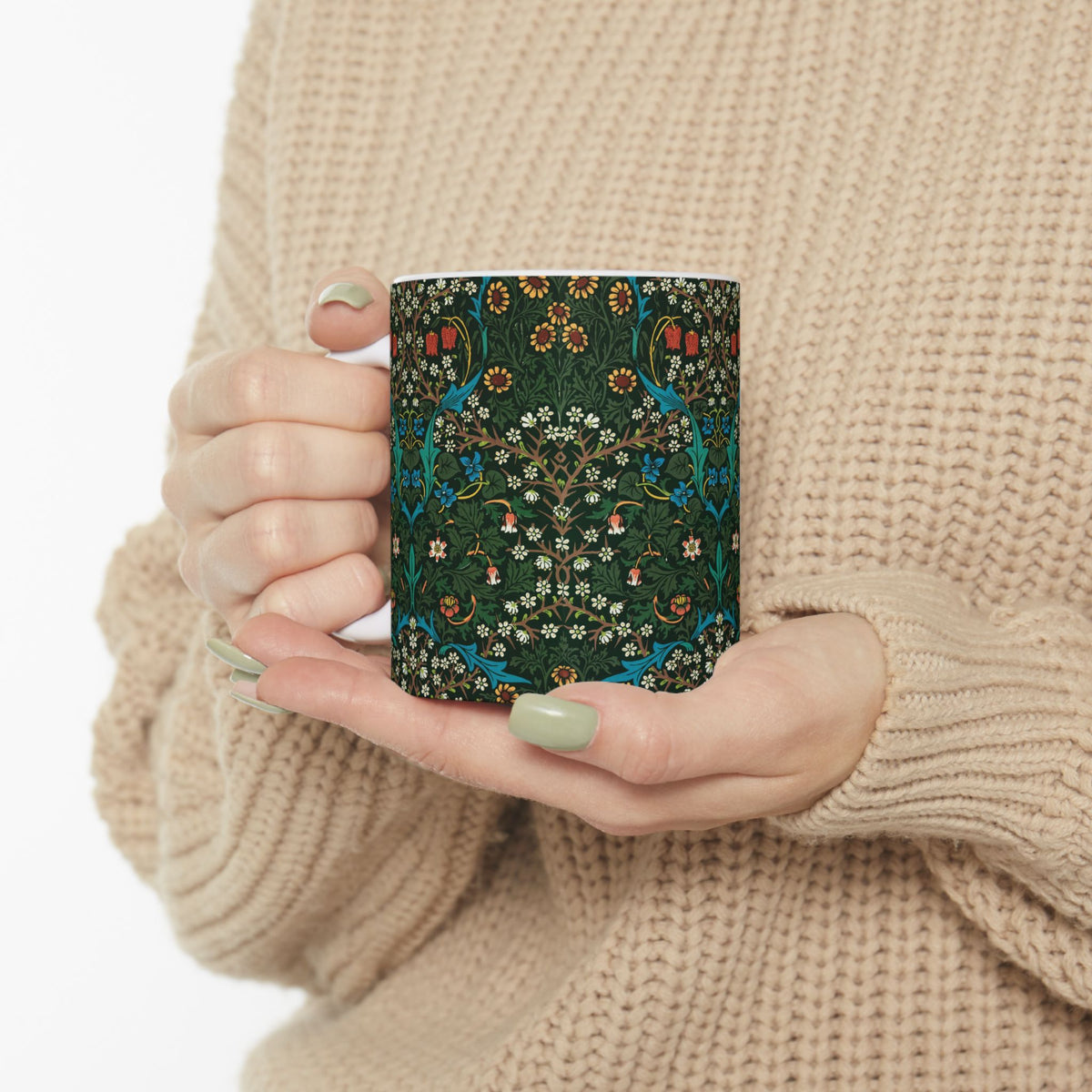 Ceramic Mug inspired by William Morris - Tulip Collection (Red)