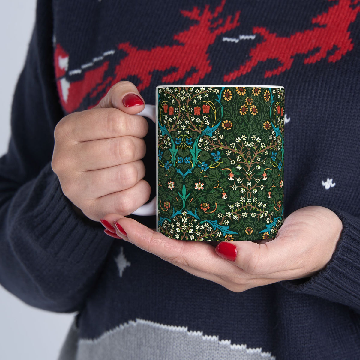 Ceramic Mug inspired by William Morris - Tulip Collection (Red)