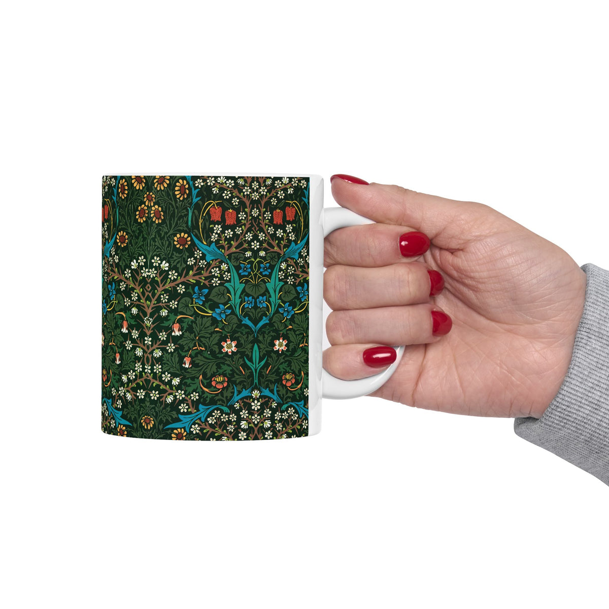 Ceramic Mug inspired by William Morris - Tulip Collection (Red)