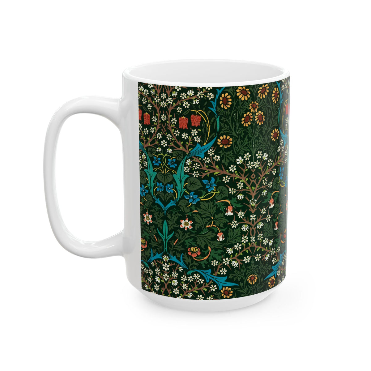 Ceramic Mug inspired by William Morris - Tulip Collection (Red)