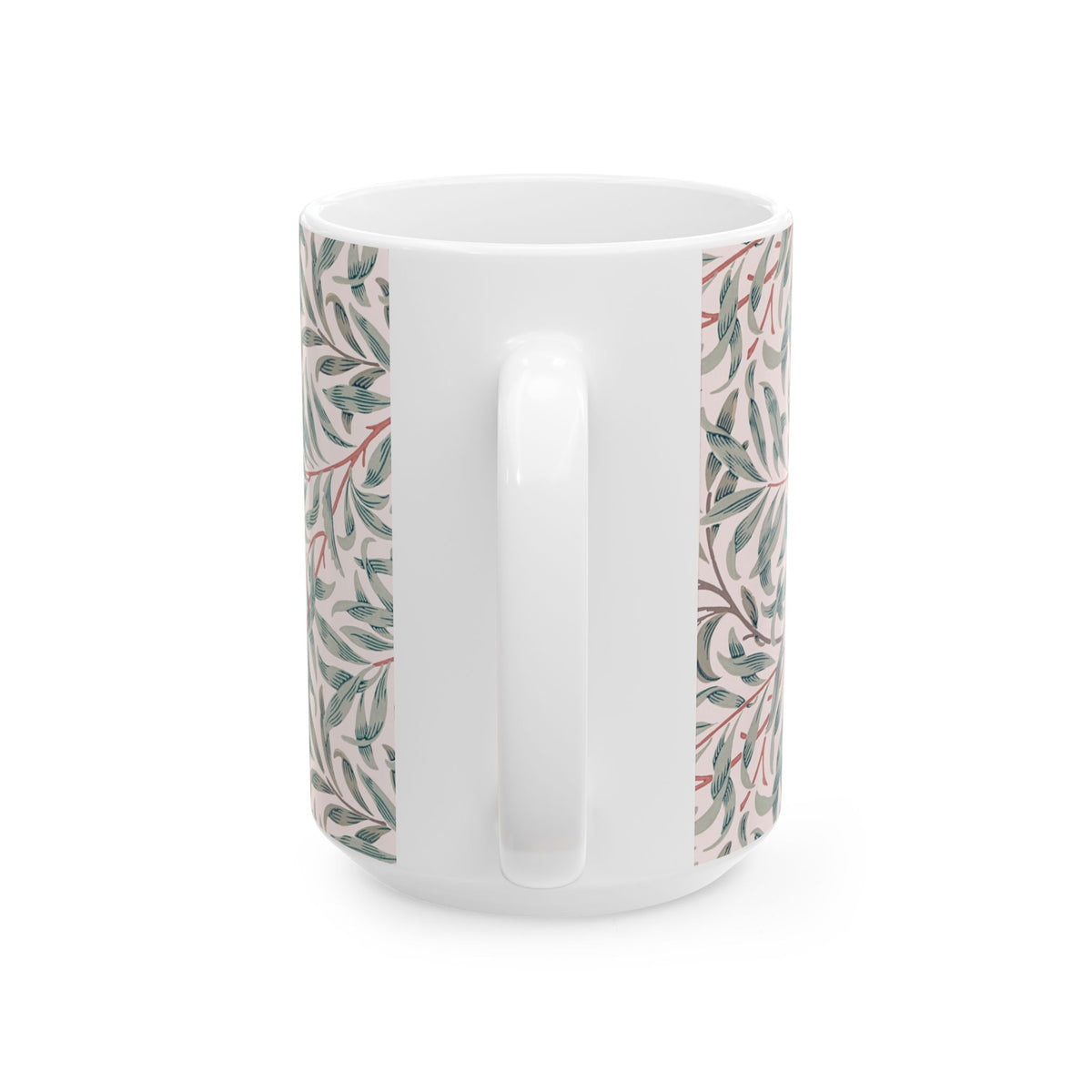 Ceramic Mug designed by William Morris & Co in a green and white floral pattern called Willow Bough Collection
