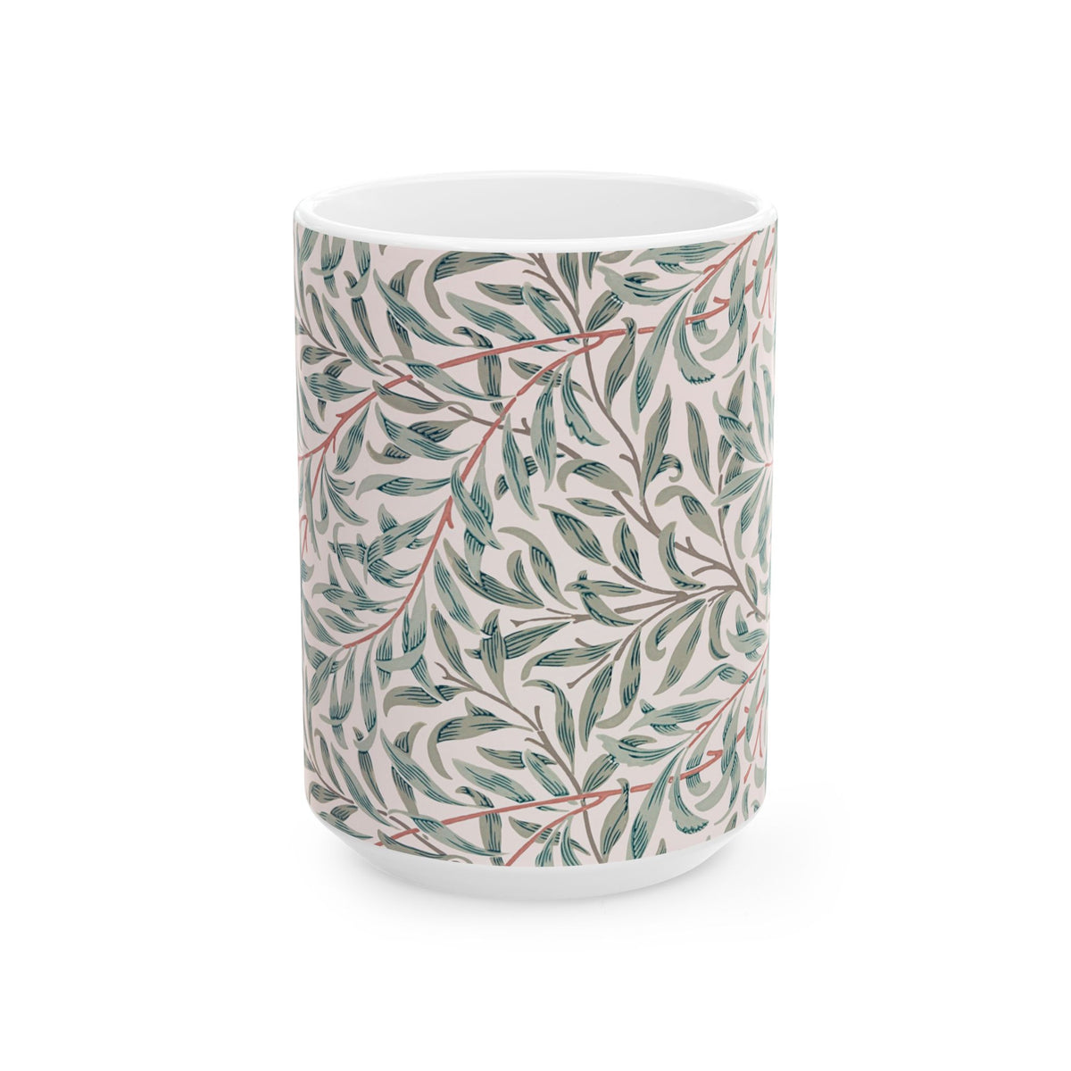 Ceramic Mug designed by William Morris & Co in a green and white floral pattern called Willow Bough Collection
