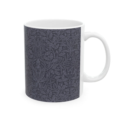 Ceramic Mug in an Arts & crafts pattern by William Morris  & Co called Acorns & Oak Leaves Collection in Smoky Blue.
