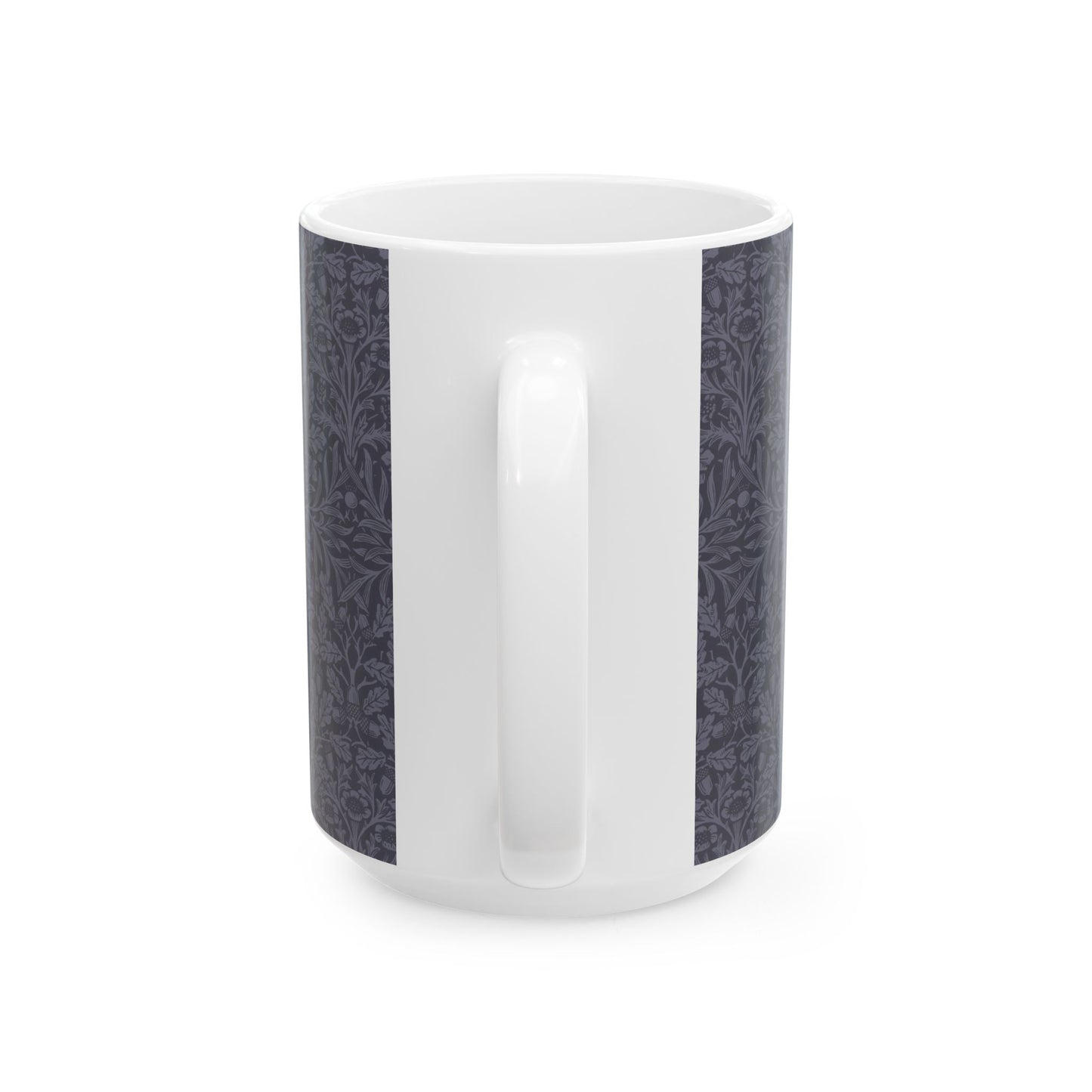 Ceramic Mug in an Arts & crafts pattern by William Morris  & Co called Acorns & Oak Leaves Collection in Smoky Blue.