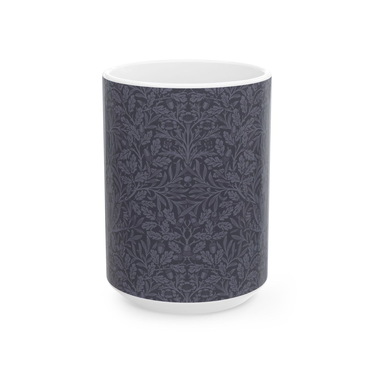 Ceramic Mug in an Arts & crafts pattern by William Morris  & Co called Acorns & Oak Leaves Collection in Smoky Blue.
