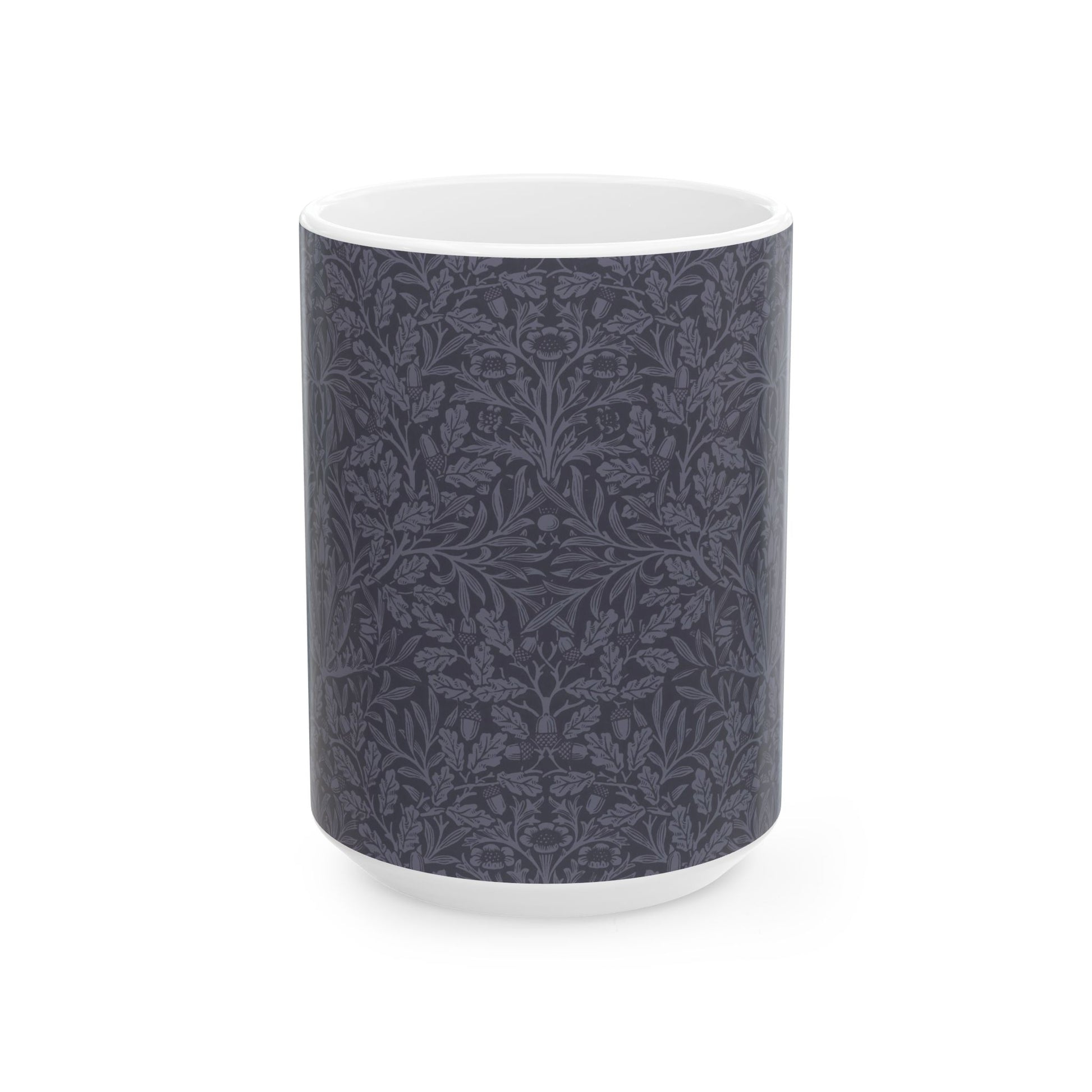 Ceramic Mug in an Arts & crafts pattern by William Morris  & Co called Acorns & Oak Leaves Collection in Smoky Blue.