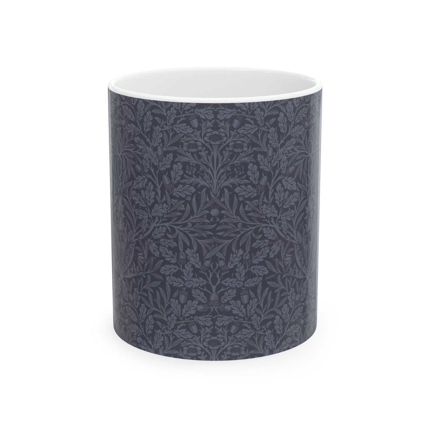 Ceramic Mug in an Arts & crafts pattern by William Morris  & Co called Acorns & Oak Leaves Collection in Smoky Blue.