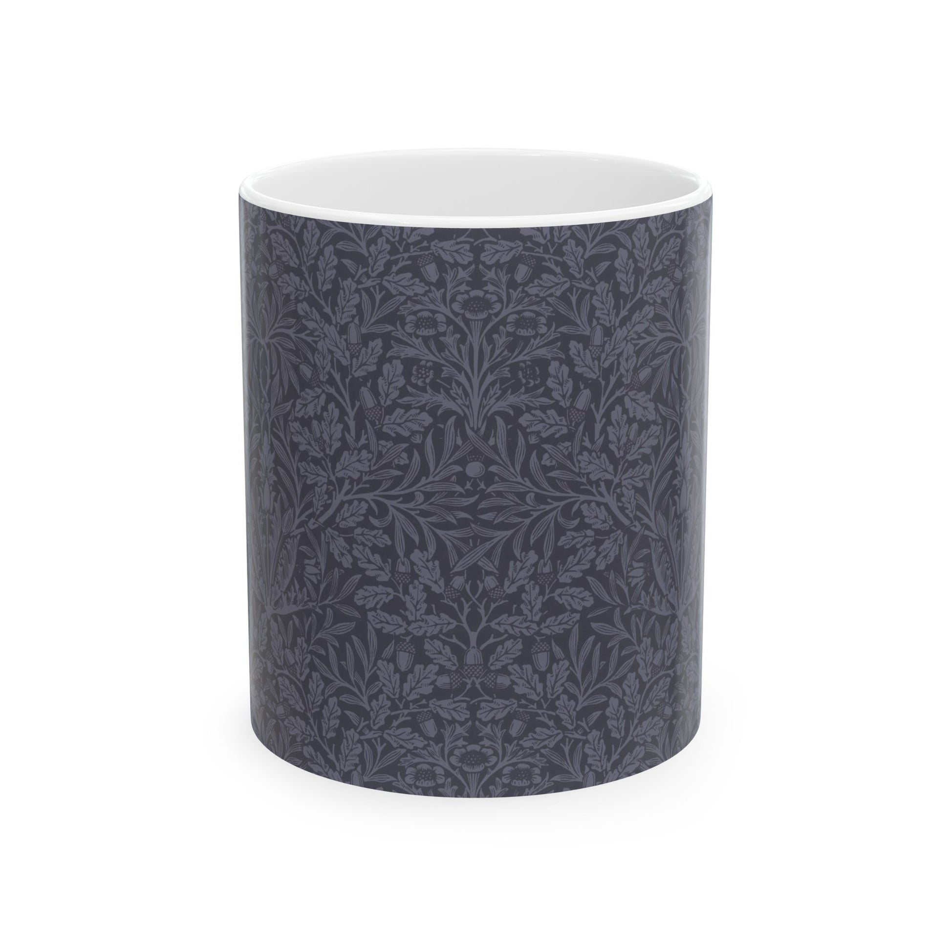Ceramic Mug in an Arts & crafts pattern by William Morris  & Co called Acorns & Oak Leaves Collection in Smoky Blue.
