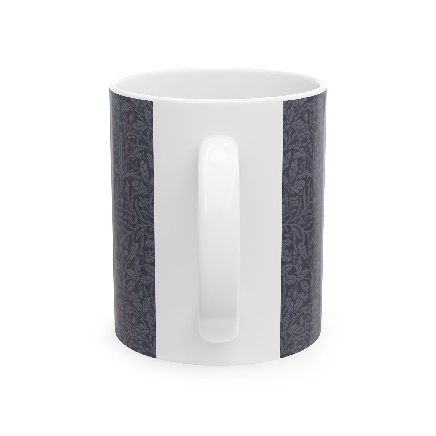 Ceramic Mug in an Arts & crafts pattern by William Morris  & Co called Acorns & Oak Leaves Collection in Smoky Blue.