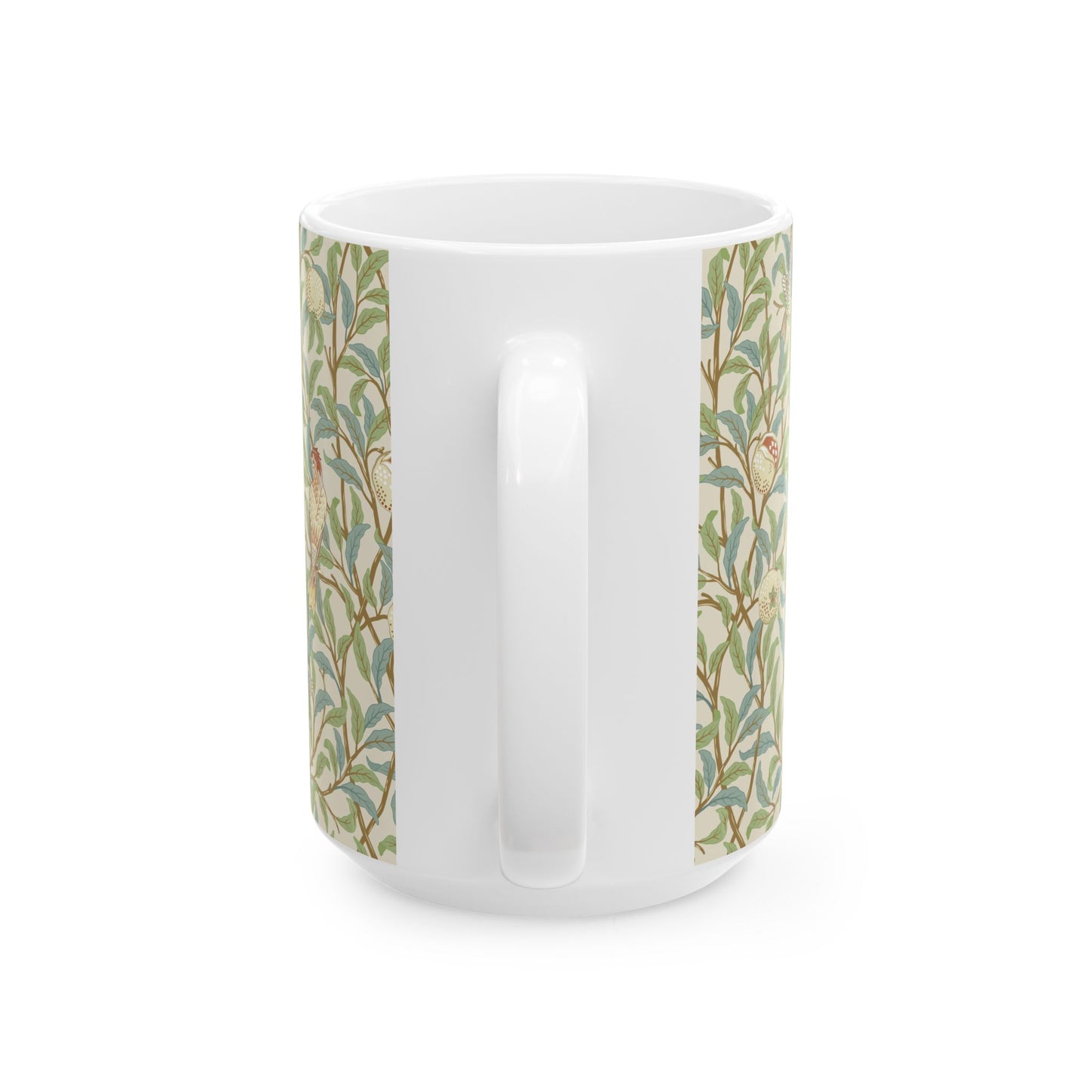 Ceramic Mug inspired in an Arts & Crafts pattern by William Morris & Co. called Bird & Pomegranate Collection (Parchment)