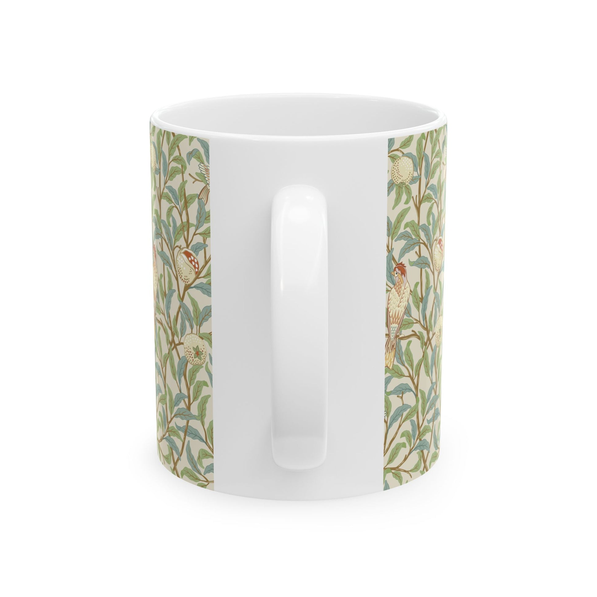 Ceramic Mug inspired in an Arts & Crafts pattern by William Morris & Co. called Bird & Pomegranate Collection (Parchment)