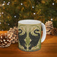 Ceramic Mug in an Arts & Crafts pattern inspired by William Morris & Co with a pattern by Walter Crane called Black Swan Collection (Cygnus Aatratus)