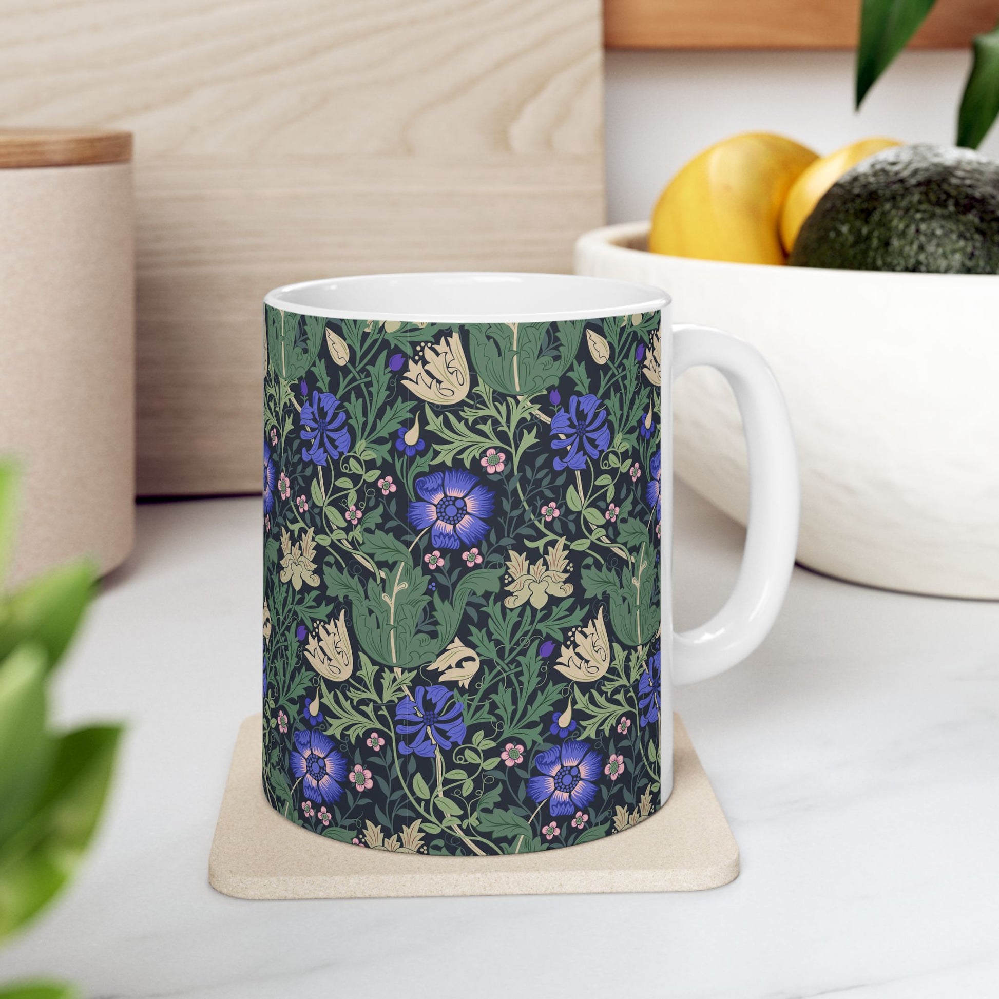 Ceramic Mug inspired by William Morris in an Arts & Crafts pattern called Compton Collection (Bluebell Cottage)