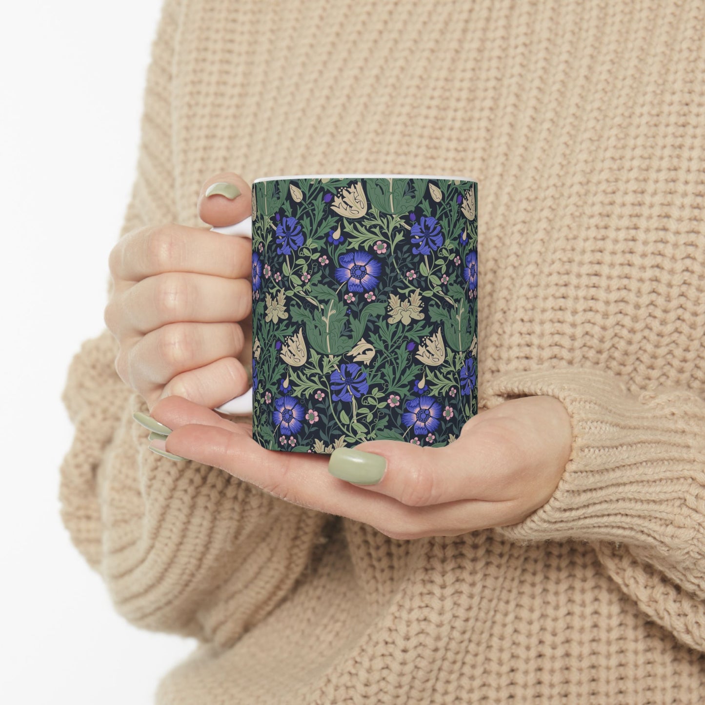 Ceramic Mug inspired by William Morris in an Arts & Crafts pattern called Compton Collection (Bluebell Cottage)