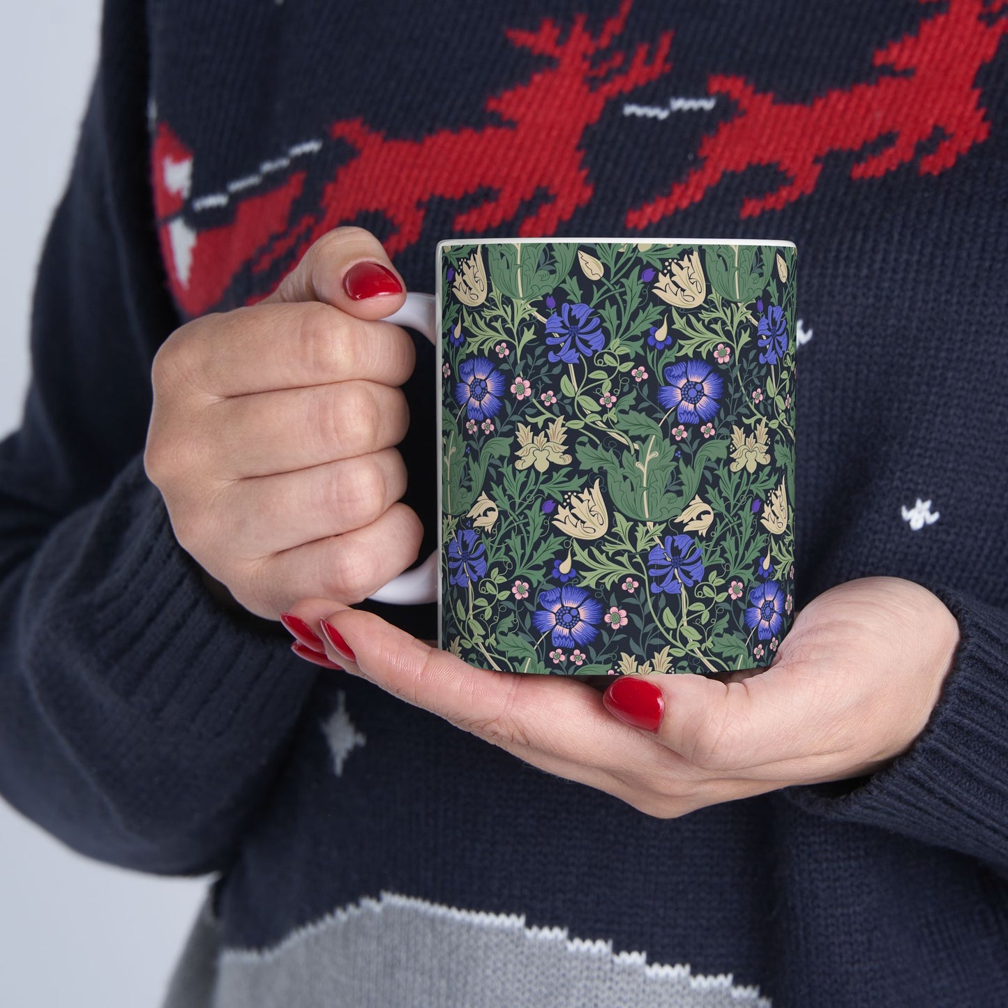 Ceramic Mug inspired by William Morris in an Arts & Crafts pattern called Compton Collection (Bluebell Cottage)