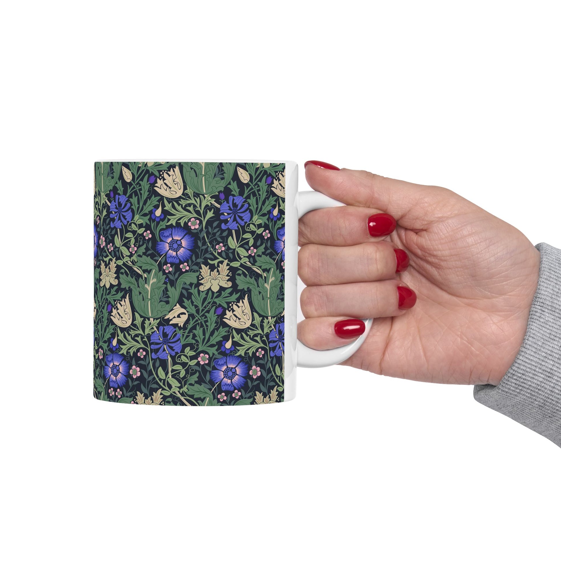 Ceramic Mug inspired by William Morris in an Arts & Crafts pattern called Compton Collection (Bluebell Cottage)